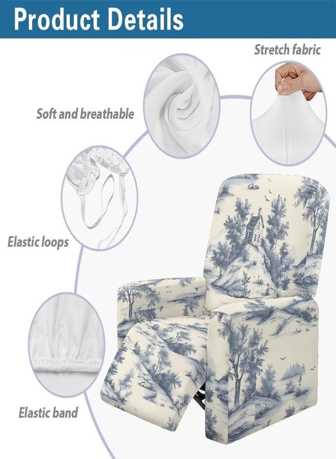 غطاء كرسي استرخاء مطاطي من تالايتوس بنقشة منزل توال دو جوي، 4 قطع، غطاء كرسي استرخاء لمقعد واحد، واقي أثاث ليزي بوي بقاعدة مطاطية لغرفة المعيشة - Image 4